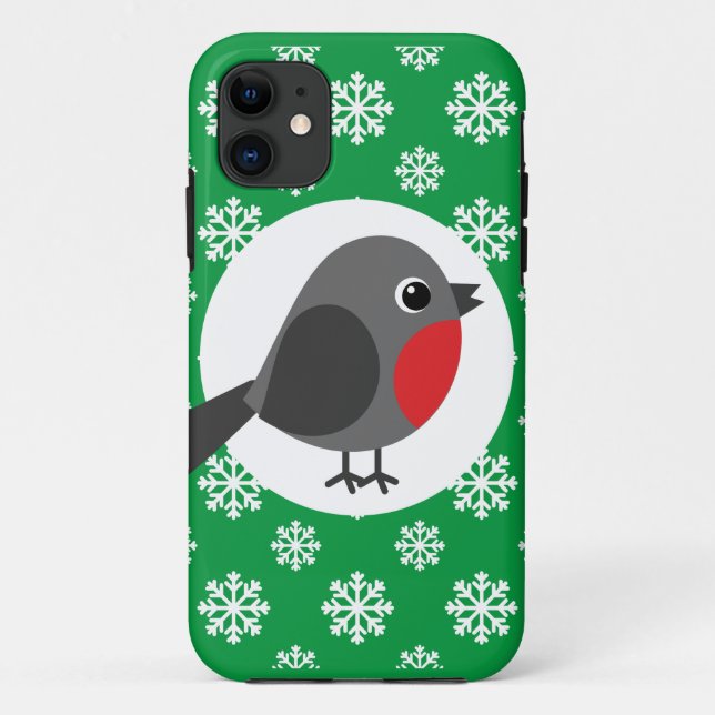 Cute Cartoon Robin with the Snowflakes Case-Mate iPhone Case (Back)