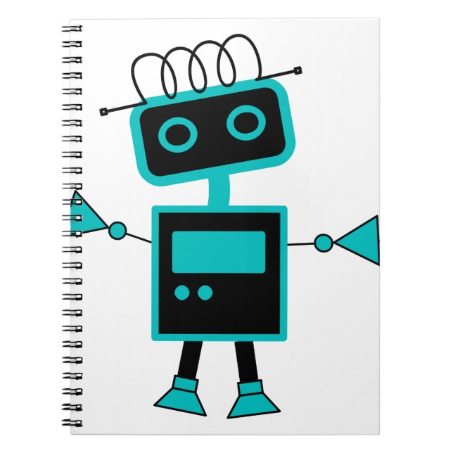 Cute Cartoon Robot made of Electronic symbols Notebook (Front)