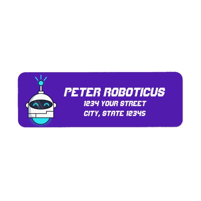 Cute Cartoon Robot Return Address Label (Front)