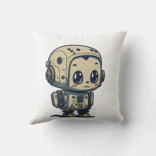 cute cartoon robot throw pillow