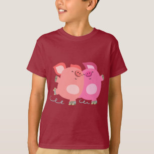 Cute Cartoon Roller-Skating Pigs Kids T-Shirt