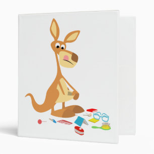 Cute Cartoon Rummaging Kangaroo Binder