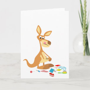 Cute Cartoon Rummaging Kangaroo Greeting Card