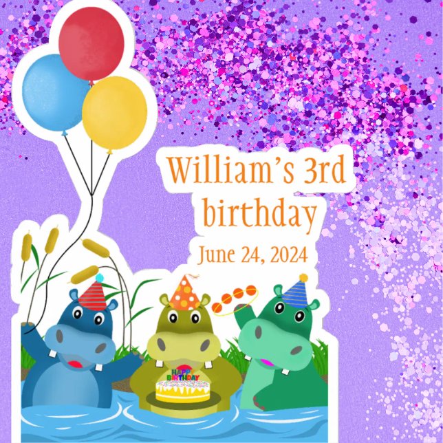 Cute Cartoon Safari Hippo Birthday  (Creator Uploaded)