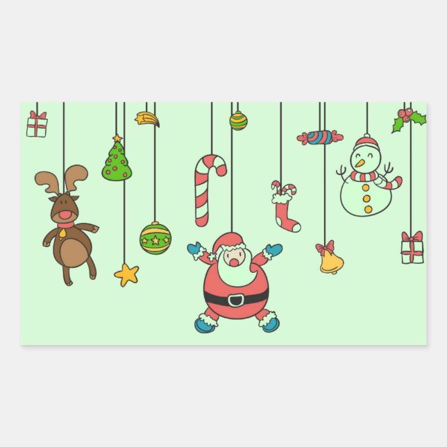 Cute cartoon Santa and friends Christmas Sticker (Front)