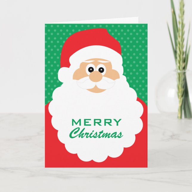 Cute Cartoon Santa Christmas Greetings Holiday Card (Front)