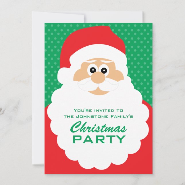 Cute Cartoon Santa Christmas Party Invitation (Front)