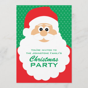 Cute Cartoon Santa Christmas Party Invitation