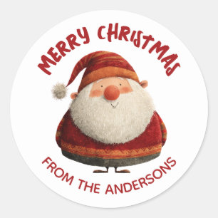 Cute Cartoon Santa Claus Merry Christmas from Classic Round Sticker