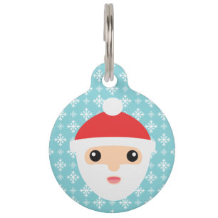 Cute Cartoon Santa Claus With Pet's Info Pet Tag