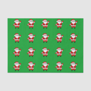 Cute Cartoon Santa Red Green Christmas Tissue Paper