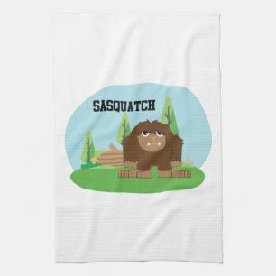 Cute Cartoon Sasquatch Kitchen Towel