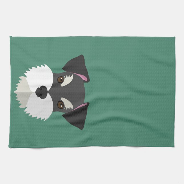 Cute Cartoon Schnauzer! Kitchen Towel (Horizontal)
