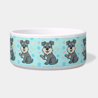 Cute Cartoon Schnauzer Personalize Bowl