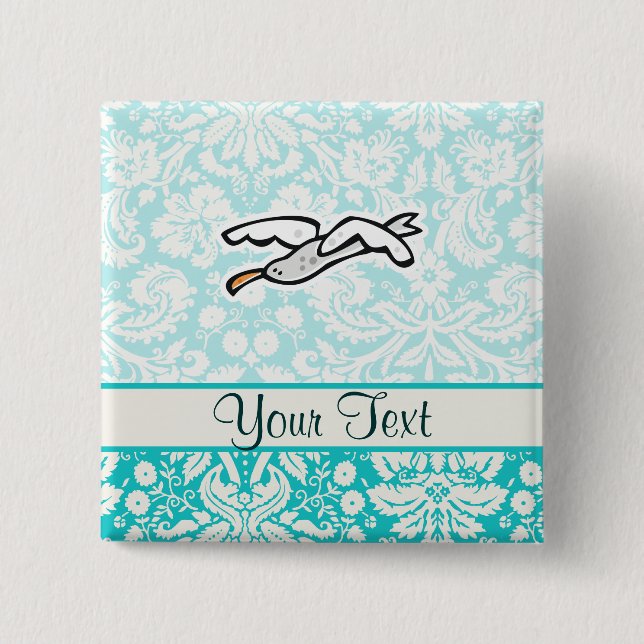 Cute Cartoon Seagull 2 Inch Square Button (Front)