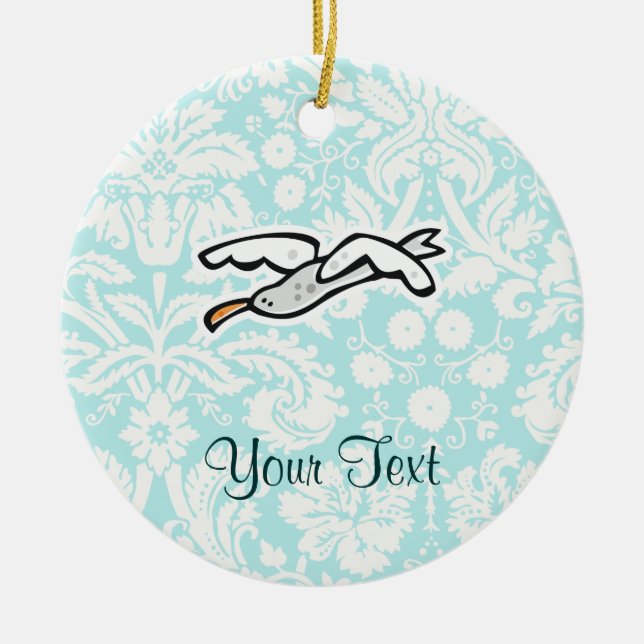 Cute Cartoon Seagull Ceramic Ornament (Front)