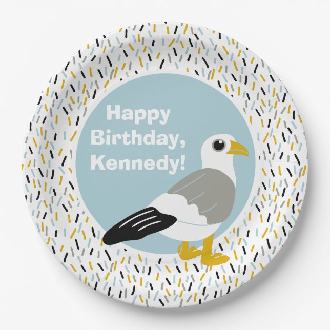Cute Cartoon Seagull Personalized Paper Plate (Front)