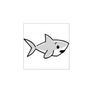 Cute Cartoon Shark Rubber Stamp