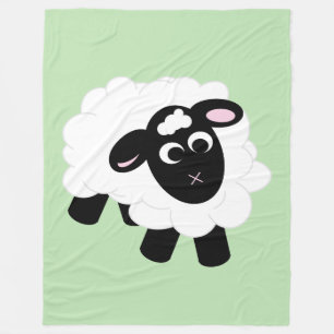 Cute Cartoon Sheep Green Fleece Blanket