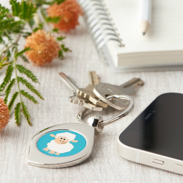 Cute Cartoon Sheep Metal Keychain (Side)