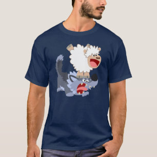 Cute Cartoon Sheep Playing with Wolf T-Shirt
