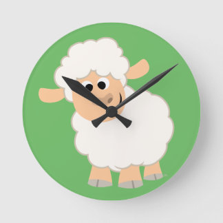 Cute Cartoon Sheep Round Clock