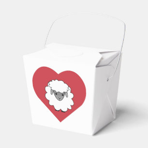 Cute Cartoon Sheep With Heart in Background Favor Box
