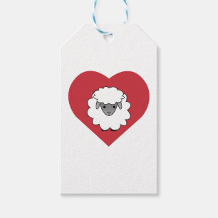Cute Cartoon Sheep With Heart in Background Gift Tags