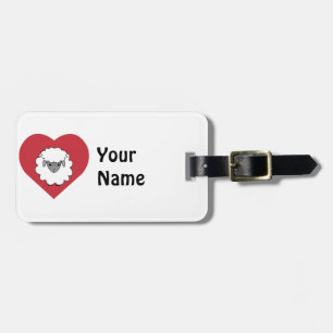 Cute Cartoon Sheep With Heart in Background Luggage Tag