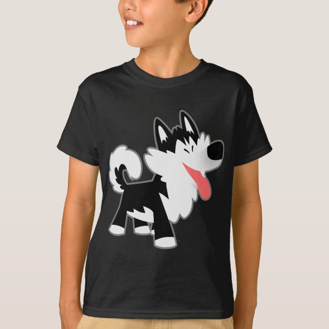 Cute Cartoon Siberian Husky Children T-Shirt (Front)