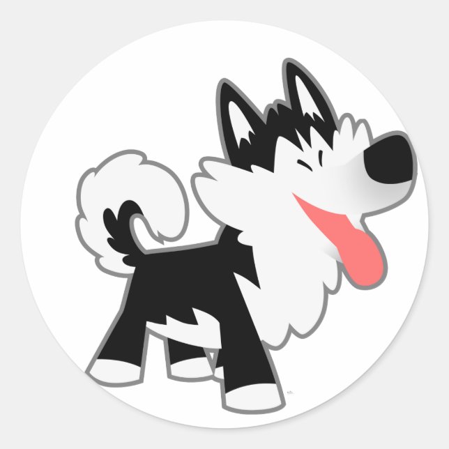 Cute Cartoon Siberian Husky Sticker (Front)