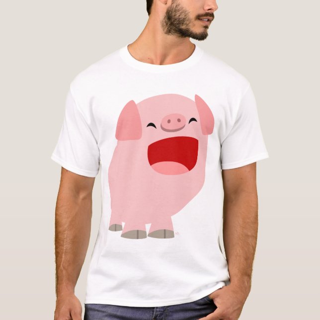 Cute Cartoon Singing Pig Children T-Shirt (Front)