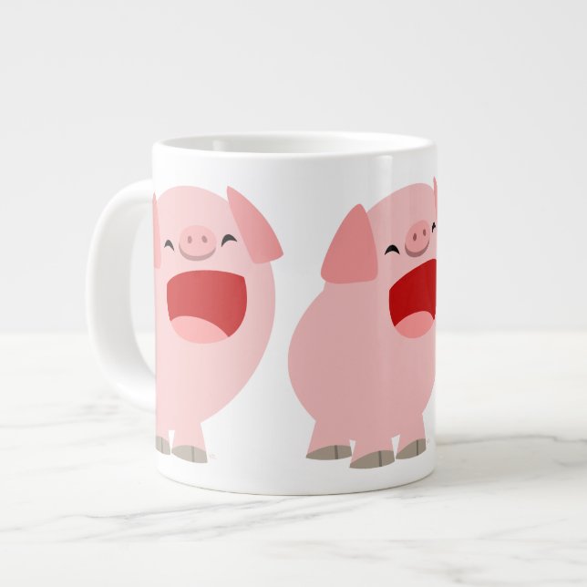 Cute Cartoon Singing Pig Jumbo Mug (Front Left)
