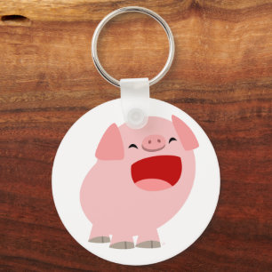 Cute Cartoon Singing Pig Keychain