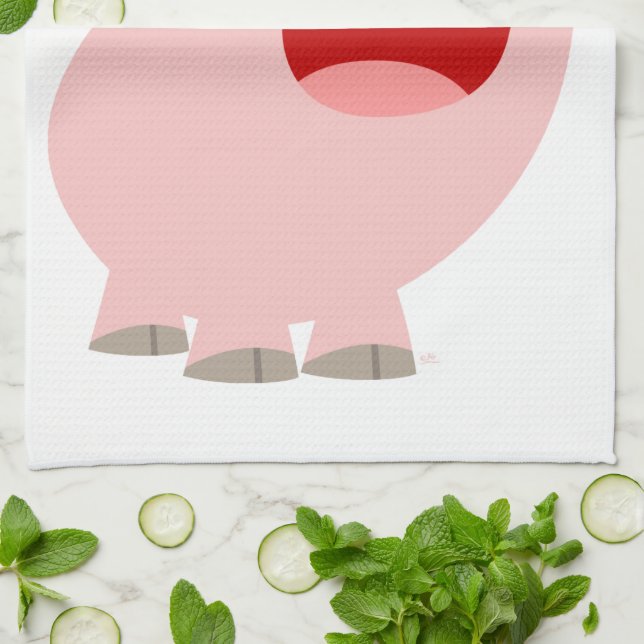 Cute Cartoon Singing Pig Kitchen Towel (Folded)