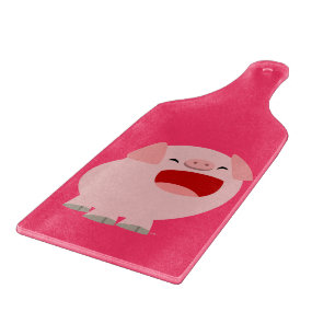 Cute Cartoon Singing Pig Paddle Cutting Board