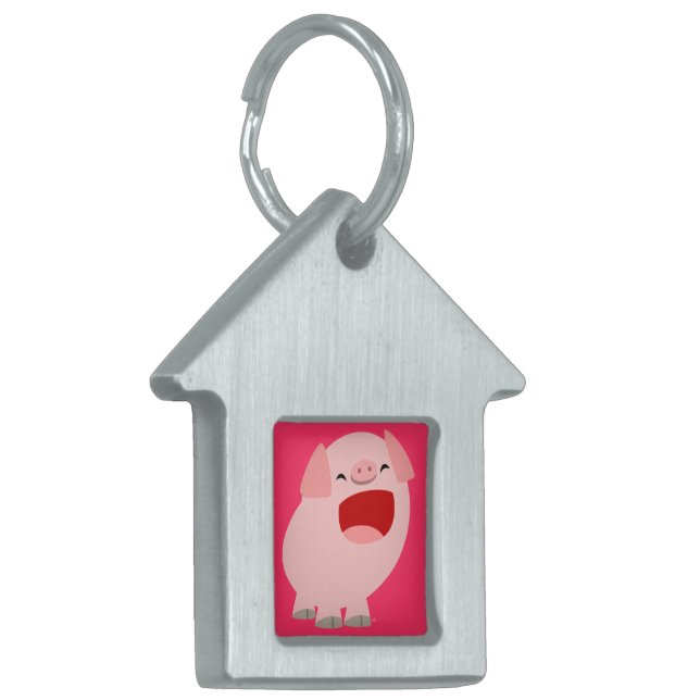 Cute Cartoon Singing Pig Pet Tag (Front Left)