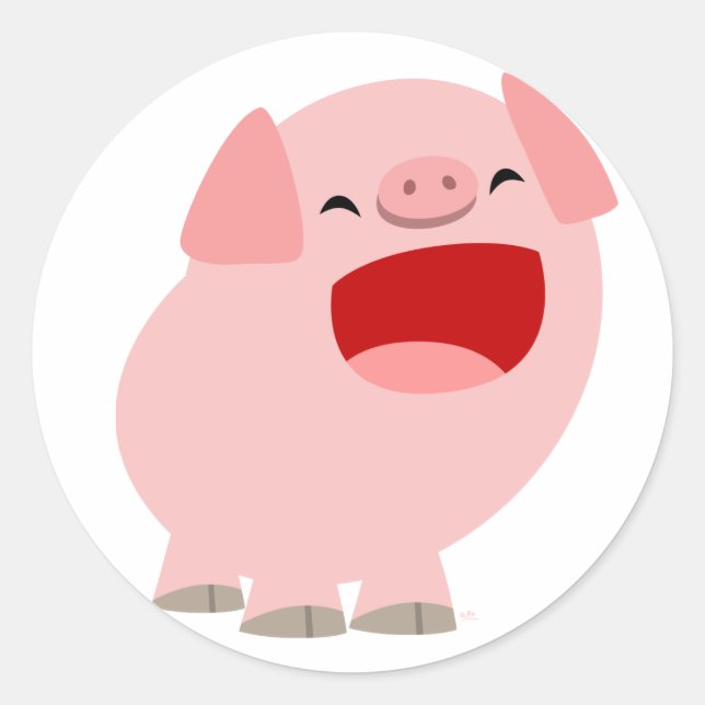 Cute Cartoon Singing Pig Sticker (Front)