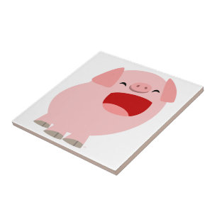 Cute Cartoon Singing Pig Tile
