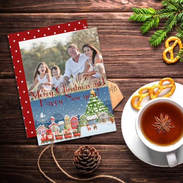 Cute cartoon sity christmas photo Holiday Postcard (Creator Uploaded)
