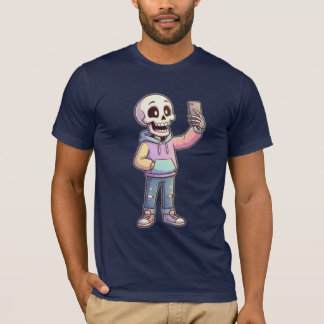 Cute Cartoon Skeleton Selfie - Full Body Trendy  T-Shirt