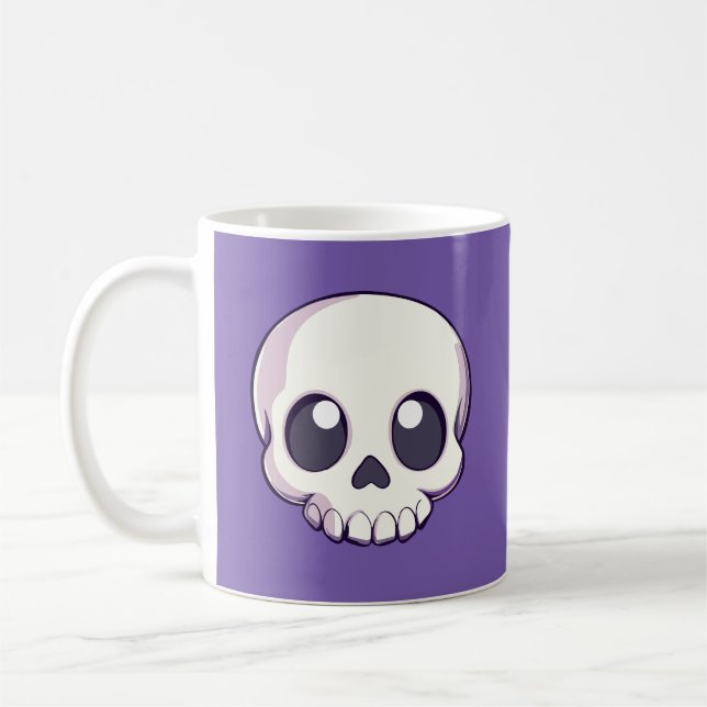 Cute Cartoon Skull Halloween Coffee Mug (Left)