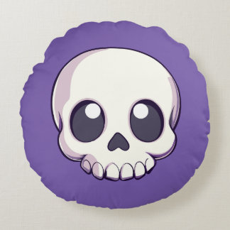Cute Cartoon Skull Halloween Round Pillow