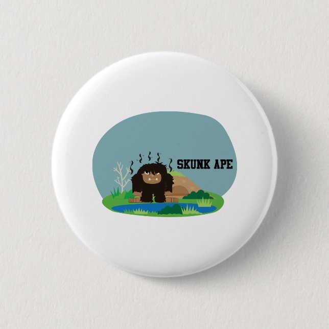 Cute Cartoon Skunk Ape 2 Inch Round Button (Front)