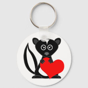 Cute Cartoon Skunk Holding Heart Keychain