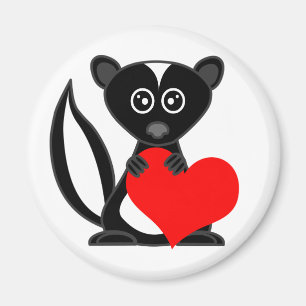 Cute Cartoon Skunk Holding Heart Magnet