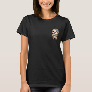 Cute Cartoon Sloth Drinking Iced Coffee T-Shirt