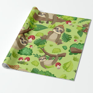 Cute Cartoon Sloth Pattern Wrapping Paper