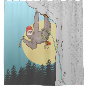 Cute cartoon sloth rock climbing