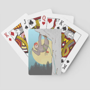 Cute cartoon sloth rock climbing playing cards